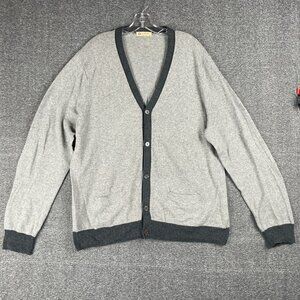 J Crew Cardigan Sweater Mens Size XL Gray Work Office Casual Grandpa Minimal